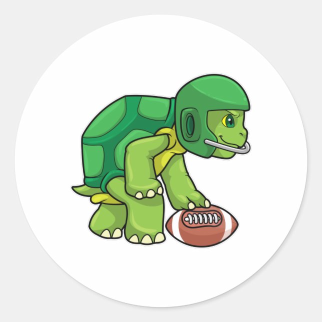 Sticker Rond Tortue en sport avec football et casque (Devant)