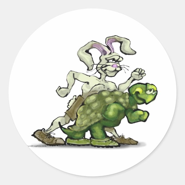 Sticker Rond Tortue et lièvre (Devant)