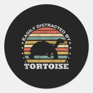Sticker Rond Tortue Facilement Distraite Par Tortue
