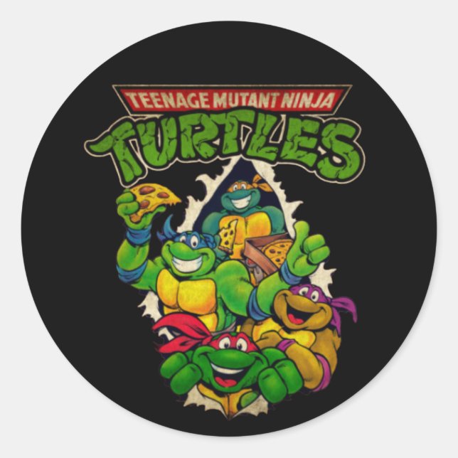 Sticker Rond Tortue guerrière (Devant)