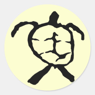 Sticker Rond Tortue hawaïenne - noir