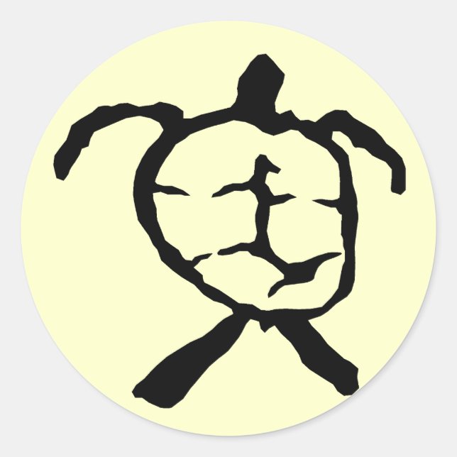 Sticker Rond Tortue hawaïenne - noir (Devant)