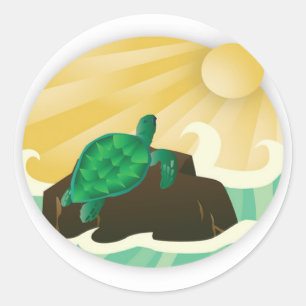 Sticker Rond Tortue Hawaii