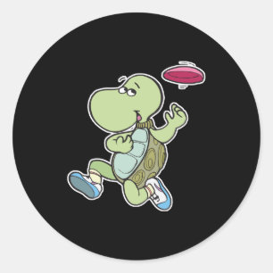 Sticker Rond tortue jouant au frisbee