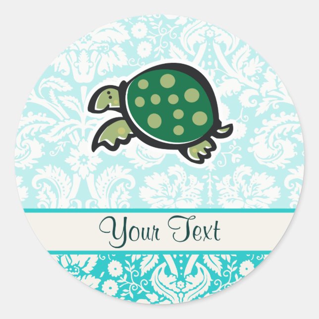 Sticker Rond Tortue ; mignonne (Devant)