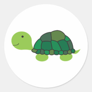 Sticker Rond Tortue mignonne