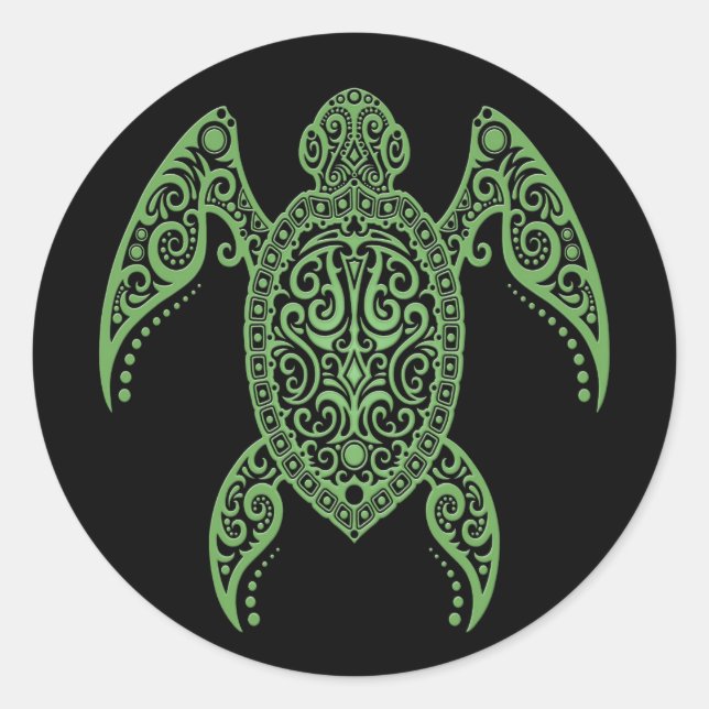 Sticker Rond Tortue noire et verte (Devant)