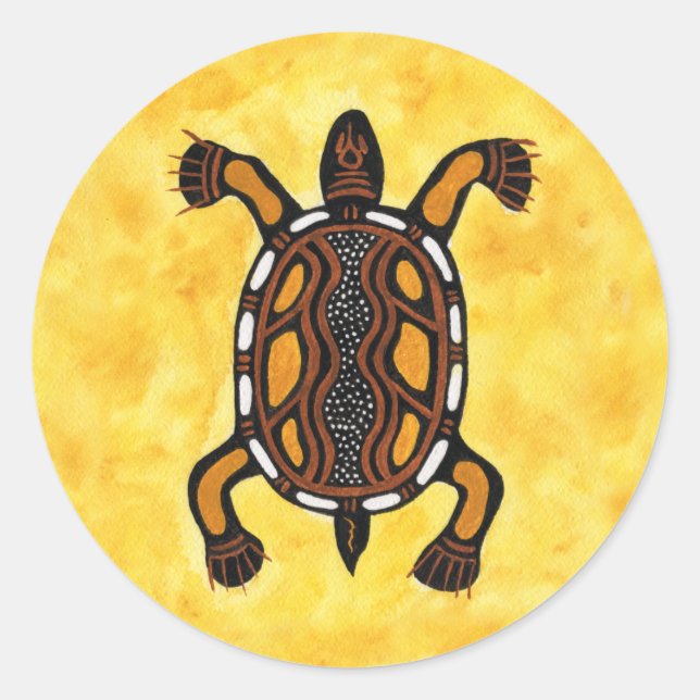 Sticker Rond Tortue - Peinture artistique inspirée par les Auto (Devant)