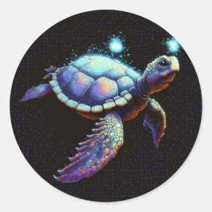 Sticker Rond Tortue spatiale