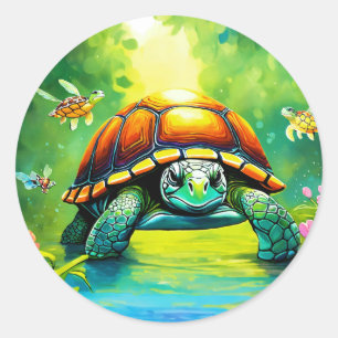 Sticker Rond "Tortue tatouée : intemporelle et audacieuse" "Kac
