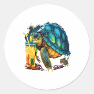 Sticker Rond Tortue Tortues de mer hawaïennes Ananas Aloha Copi