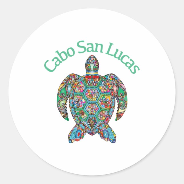 Sticker Rond Tortue tribale Cabo San Lucas (Devant)