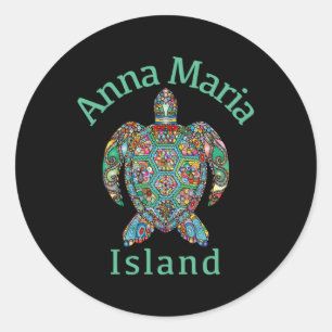 Sticker Rond Tortue tribale de l'île Anna Maria