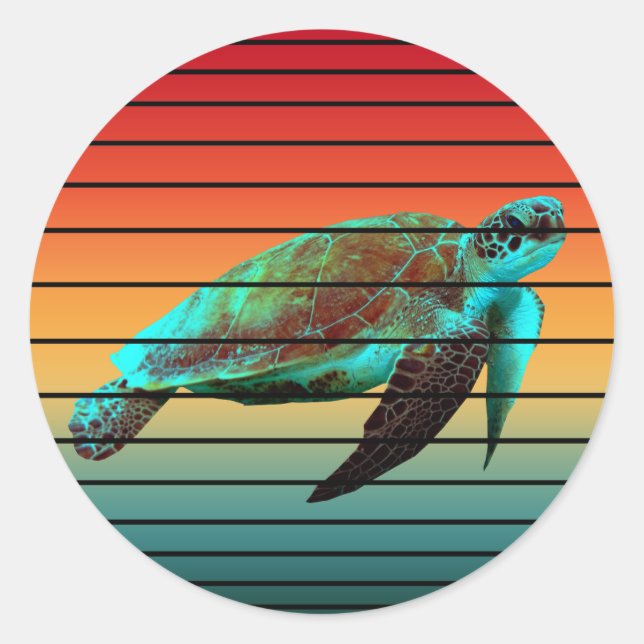 Sticker Rond tortue vintage (Devant)
