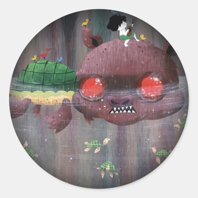 Sticker Rond Tortue vive - fanez-vous pour noircir (Devant)