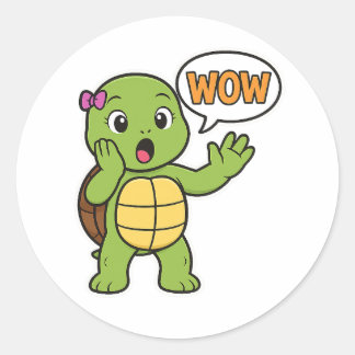 Sticker Rond Tortue WOW