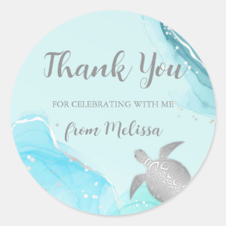 Sticker Rond Tortues de mer d'argent Merci