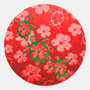 Sticker Rond Tortues de Noël Honu