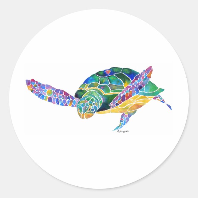 Sticker Rond Tortues marines de l'océan (Devant)