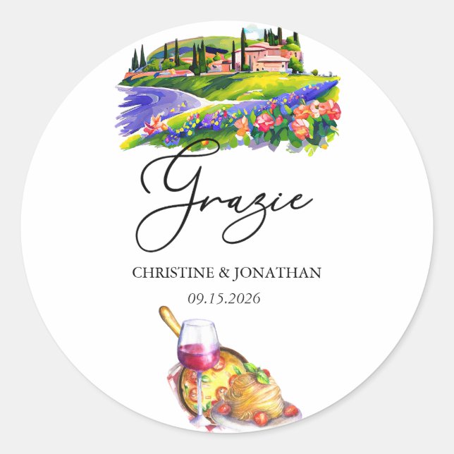 Sticker Rond Toscane Italie | Nourriture Italienne | Merci Cade (Devant)