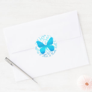 Sticker Rond Toss papillon (bleu-simple)