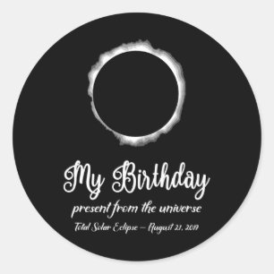 Sticker Rond Total Éclipse Solaire Été Août 21 Anniversaire Pré