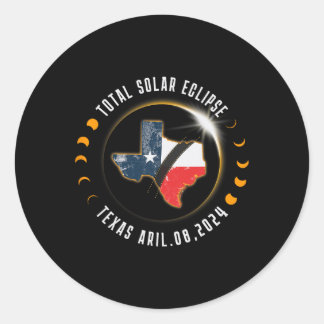 Sticker Rond Total Eclipse Solaire Texas - Total Eclipse 2024 T