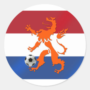 Sticker Rond Total football soccer Oranje lion hollandais