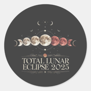 Sticker Rond Total Lunar Eclipse 2025 Astronomie Nord-Ouest des