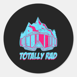 Sticker Rond Total Rad, Goggles Retro Ski Vintage 80s 90s Ski