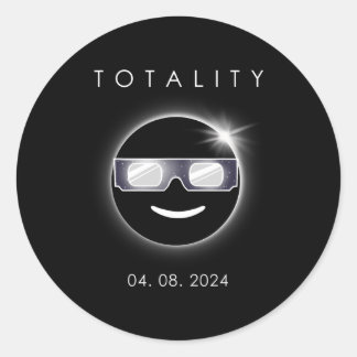 Sticker Rond Total Solaire Eclipse 04 08 2024 Totalité Garçons 