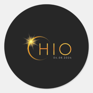 Sticker Rond Total Solaire Eclipse 2024 État Ohio Totalité Avri