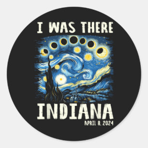 Sticker Rond Total Solaire Eclipse 2024 Indiana - Starry Night 