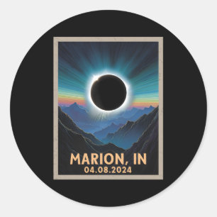 Sticker Rond Total Solaire Eclipse 2024 Marion Indiana
