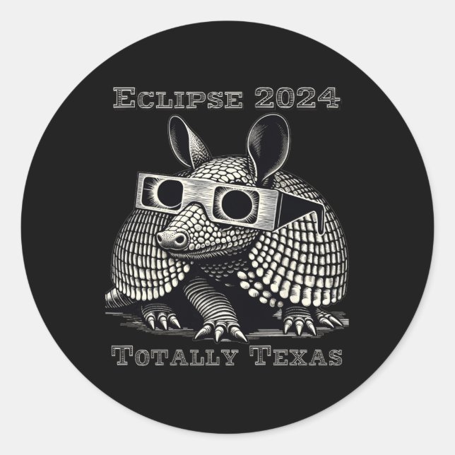 Sticker Rond Total Solaire Eclipse 2024 Totalement Texas (Devant)