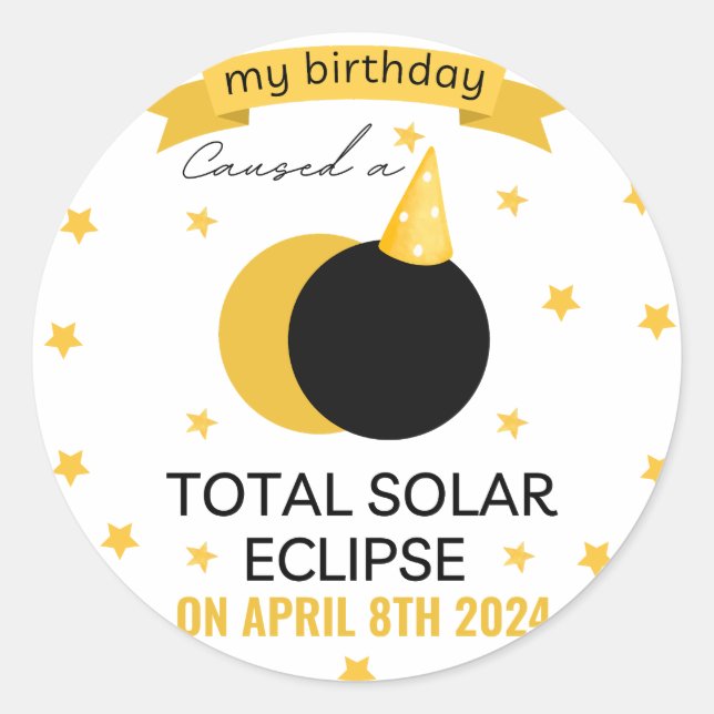Sticker Rond total solaire éclipse 2025 drôle d'anniversaire pe (Devant)