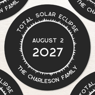 Sticker Rond Total Solaire Eclipse 2027 Personnalisé