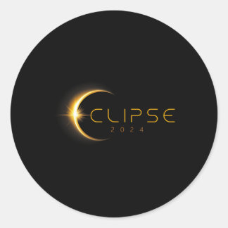 Sticker Rond Total Solaire Eclipse Amérique Totalité Avril 8 20