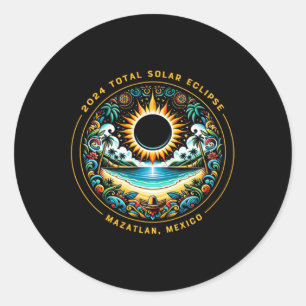 Sticker Rond Total Solaire Eclipse Mazatlan Mexique - Plage mex