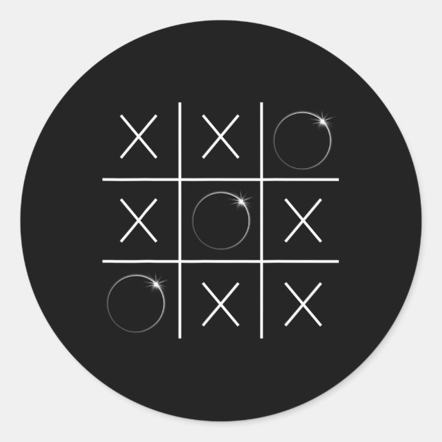 Sticker Rond Total Solaire Eclipse Tic Tac Toe 04.08.2024 Garço (Devant)