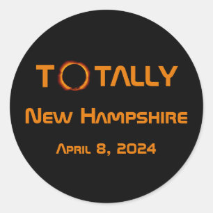 Sticker Rond Totalement New Hampshire 2024 Solar Eclipse