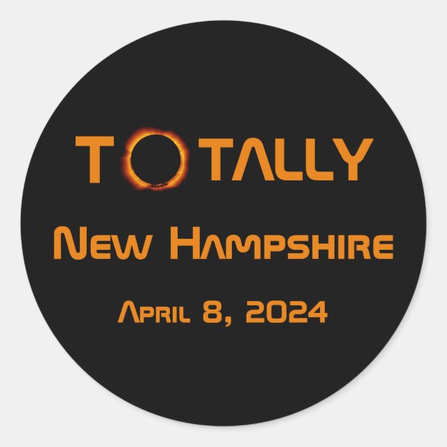 Sticker Rond Totalement New Hampshire 2024 Solar Eclipse (Devant)