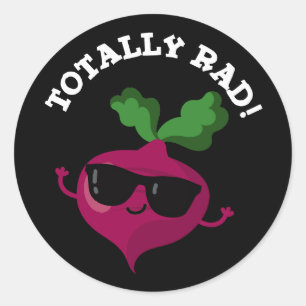 Sticker Rond Totalement Rad Funny Veggie Radish Pun Dark BG