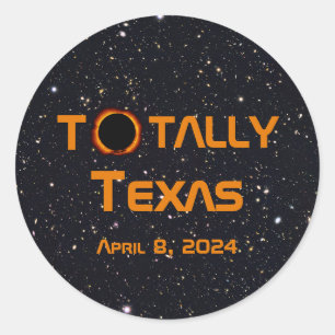 Sticker Rond Totalement Texas 2024 Solar Eclipse