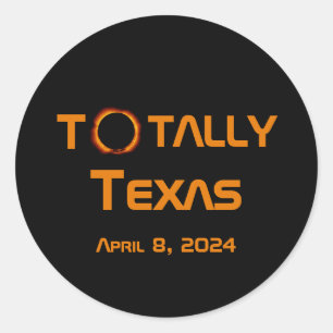 Sticker Rond Totalement Texas 2024 Solar Eclipse
