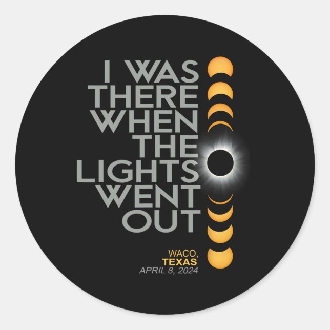 Sticker Rond Totalité de l'Éclipse solaire totale Waco 2024 (Devant)