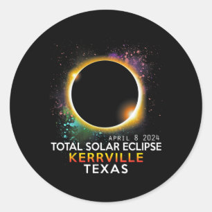 Sticker Rond Totalité du Texas Total Éclipse solaire 8 avril 20