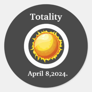 Sticker Rond Totalité Great American Solar Eclipse 2024 Retro
