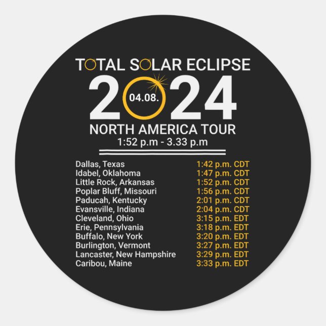 Sticker Rond Totalité Printemps 4.08.24 Total Éclipse Solaire 2 (Devant)