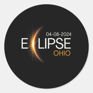 Sticker Rond Totalité solaire de l'Ohio 2024 Eclipse Ohio Solar